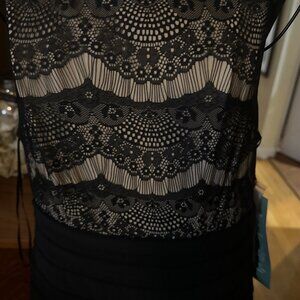 Black lace Cocktail Dress Womens 6 Sleeveless Overlay Evening Party NWT